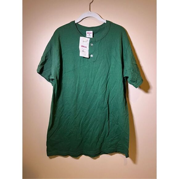 NWT GREEN Wilson Athletics Quarter Button Up Tshirt‎ - Picture 1 of 2